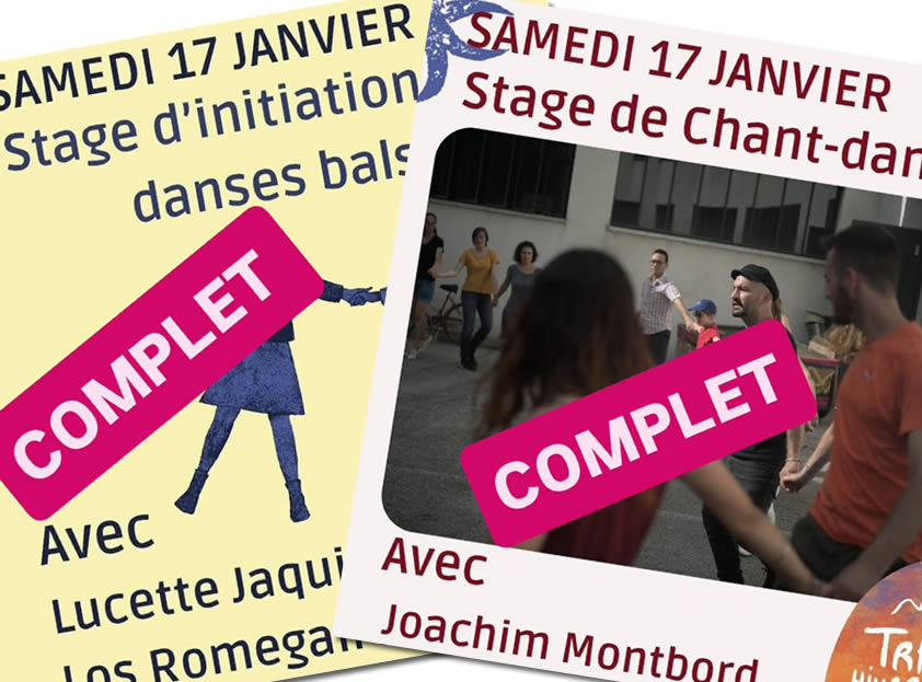 Les stages de Lucette et Joachim sont complets !!